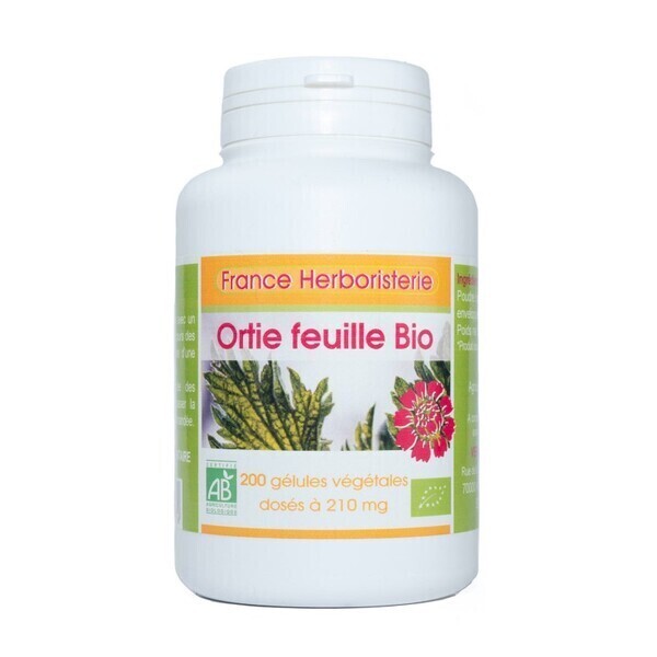 France Herboristerie - 200 gélules ORTIE piquante BIO AB dosées à 210 mg.