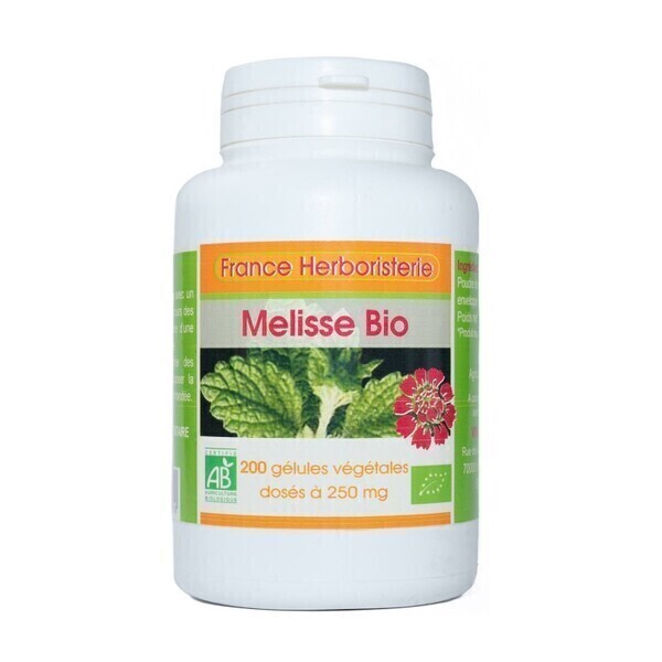 France Herboristerie - 200 gélules MELISSE BIO AB dosées à 250 mg.