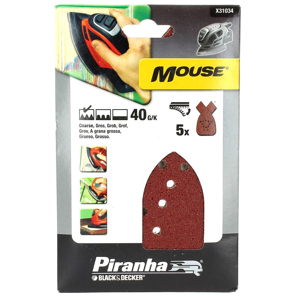 Black & Decker - Abrasifs mouse 40g par 5 pour Ponceuse Black & decker