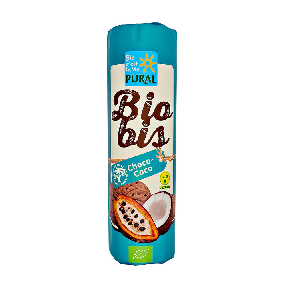Pural - Biscuits fourrés Biobis chocolat et coco 300g