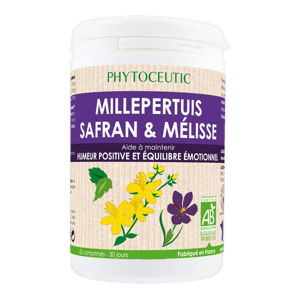 Phytoceutic - Millepertuis Safran  Melisse Bio 60 comprimes