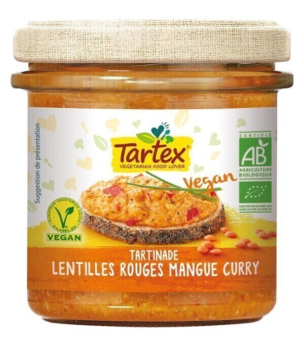 Tartex - Tartinade lentilles rouges mangue et curry 140g bio