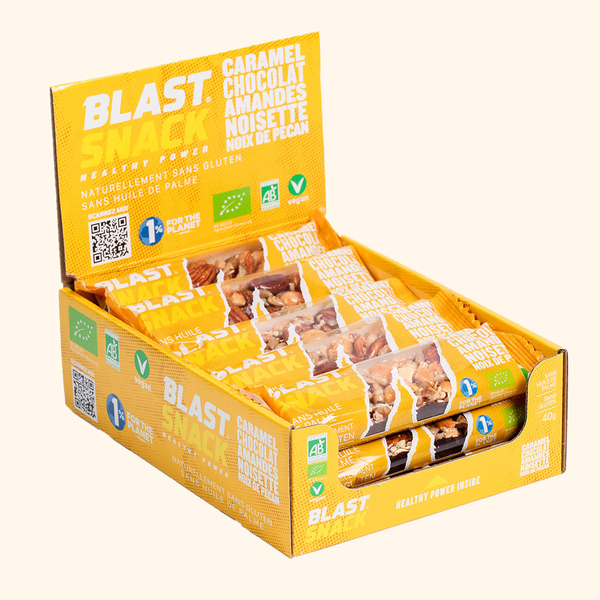 Blast Snack - Barre énergétique Bio - Caramel Chocolat Fruits secs - 15 x 40g