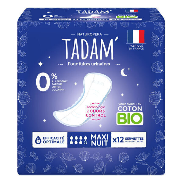 Tadam' - 12 Serviettes Maxi Night pour fuites urinaires
