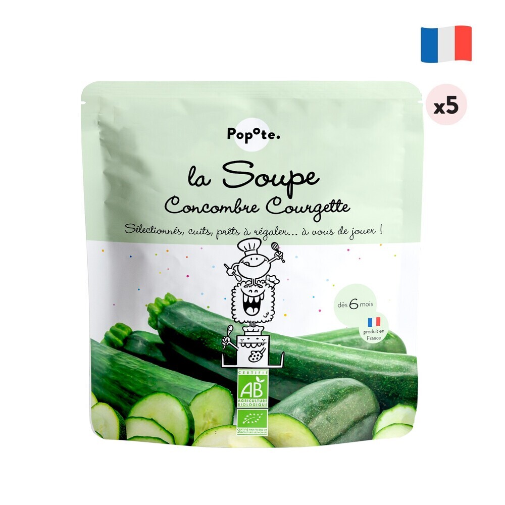 Soupe Concombre Courgette Bebe Bio Lot De 5 Des 6 Mois Popote