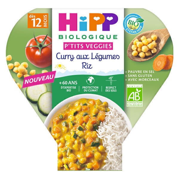HiPP - Assiette Curry aux légumes riz pois chiches dès 12 mois 230g