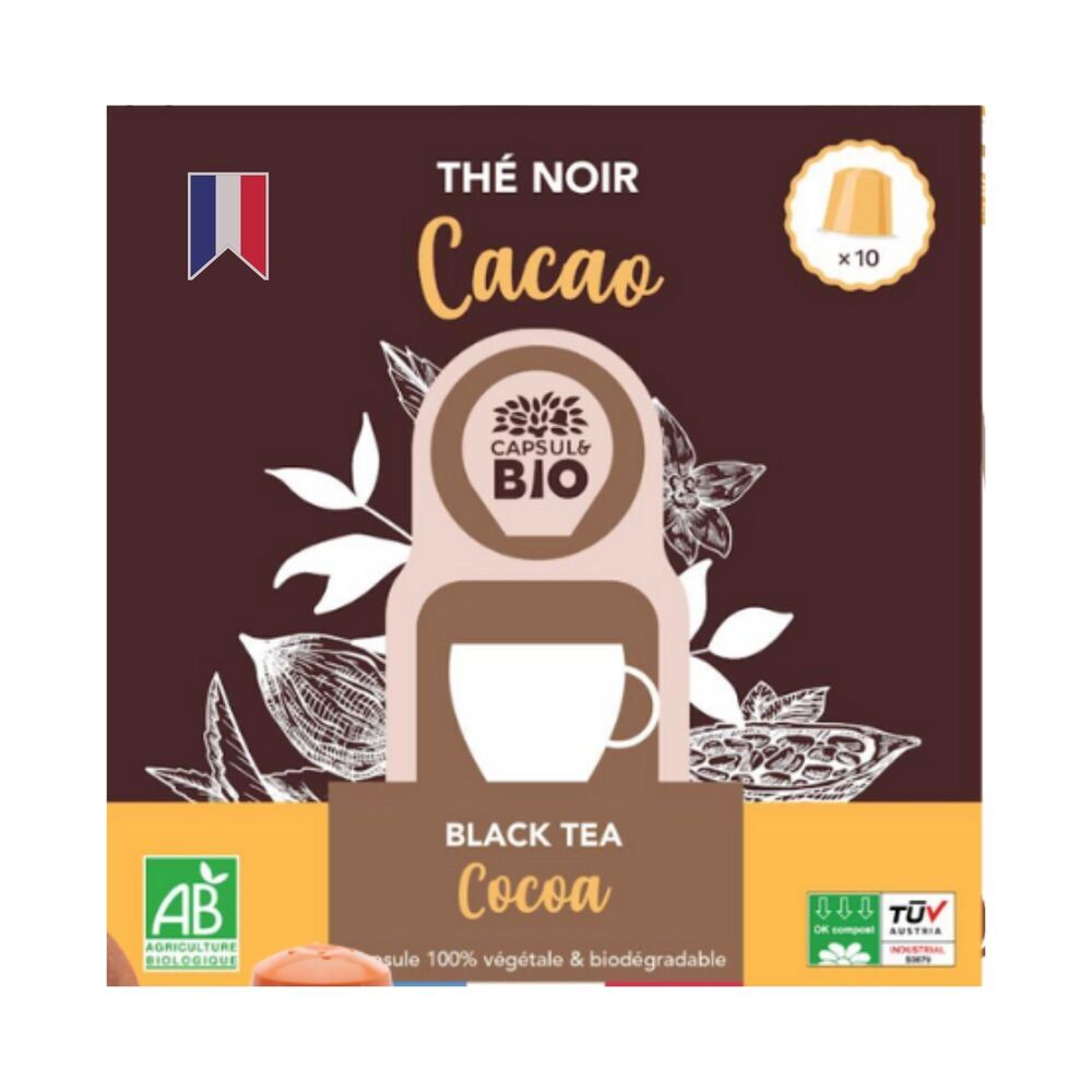 Capsul&bio - Thé Noir Cacao Bio - Boîte de 10 capsules compatibles Nespresso