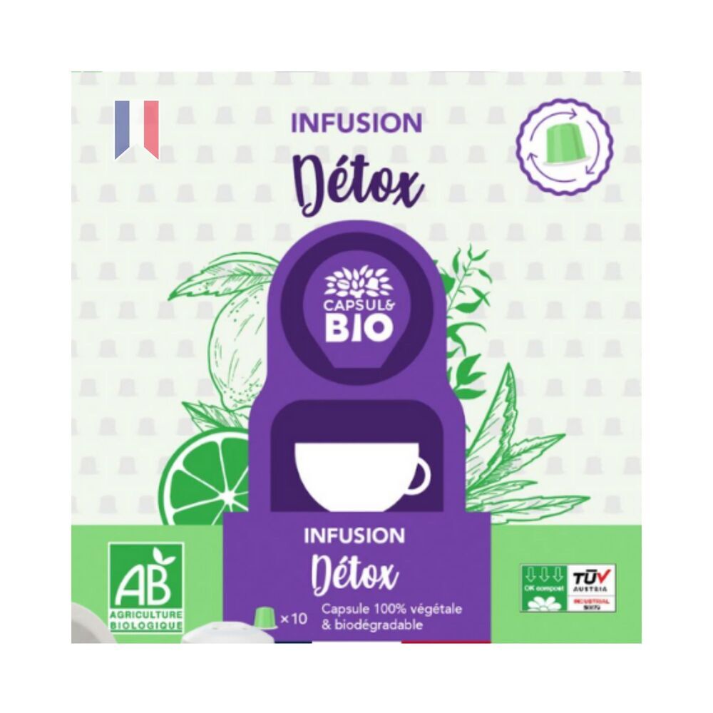 Capsul&bio - Infusion Détox Bio - Boîte de 10 capsules compatibles Nespresso