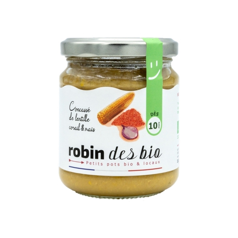 Robin des bio - Concassé de lentilles & maïs (200g) - dès 10 mois - Robin des B