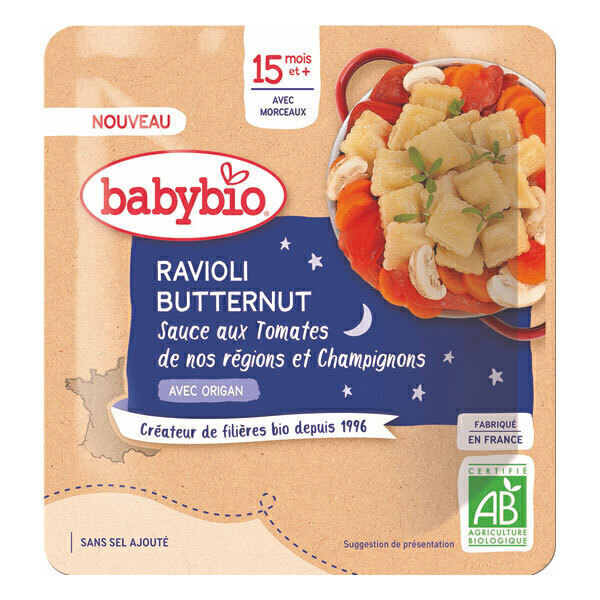 Babybio - Poche Ravioli butternut tomate champignon 190g