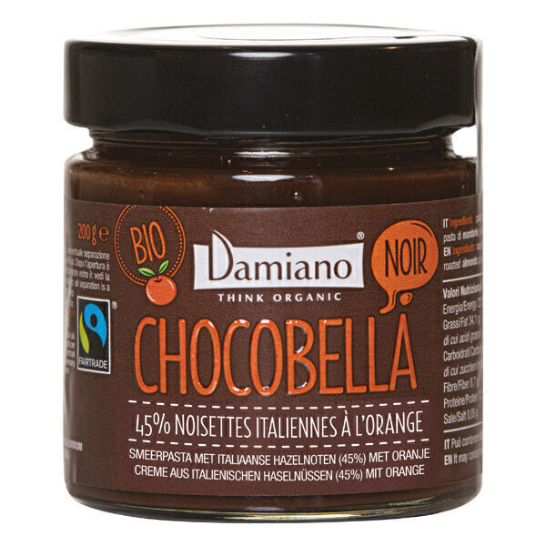 Damiano - Pâte à tartiner Chocobella noir à l'orange 200g