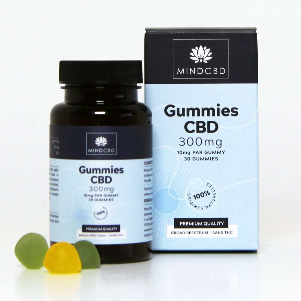 Mind CBD - 30 Gummies CBD Broad Spectrum sans THC 300mg, Citron & Pomme