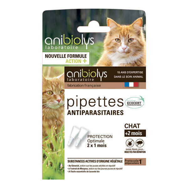 Anibiolys - Pipettes antiparasitaires Chat 2x0,6ml