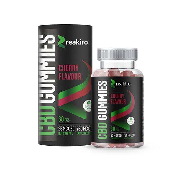 Reakiro - 30 Gummies CBD Broad Spectrum Vegan sans THC 750mg (Goût Cerise)