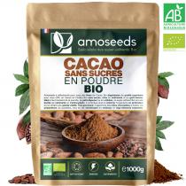 amoseeds - Cacao Sans Sucre en Poudre Bio 1KG | République Dominicaine