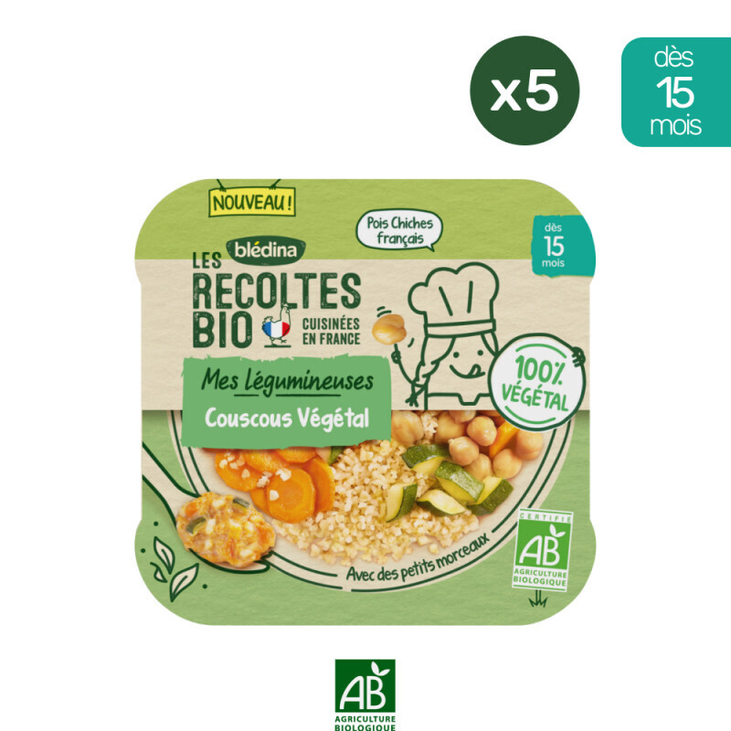 Les Récoltes bio - 5 Assiettes Couscous Végétal 250g