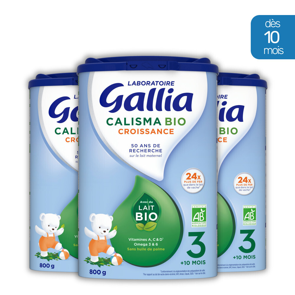 Gallia - 3 Boîtes de Lait en poudre Gallia Croissance 3 Bio 800g - Gallia