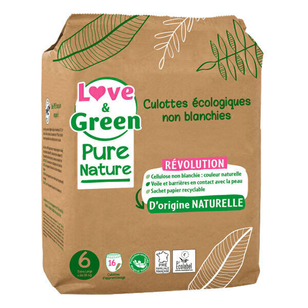 Love & Green - 16 Culottes d'apprentissage Pure Nature - T6 , +16 kg