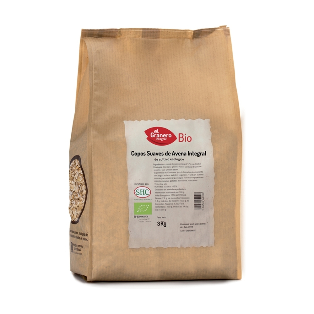 El Granero Integral - Flocons d'avoine à grains entiers biologiques doux 3 kg