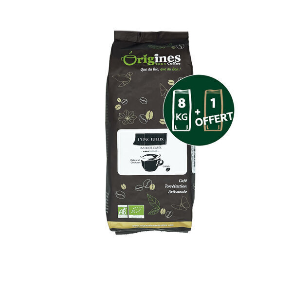 Origines Tea and Coffee - Pack 9 kg + 1 offert - Café Bio Grain Onctueux - Pur Arabica
