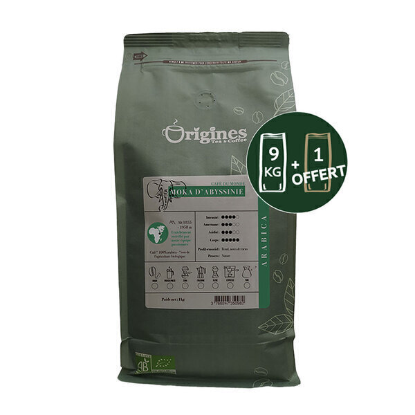 Origines Tea and Coffee - Pack 9 kg + 1 offert - Café Bio Moka d'Abyssinie - Pur Arabica