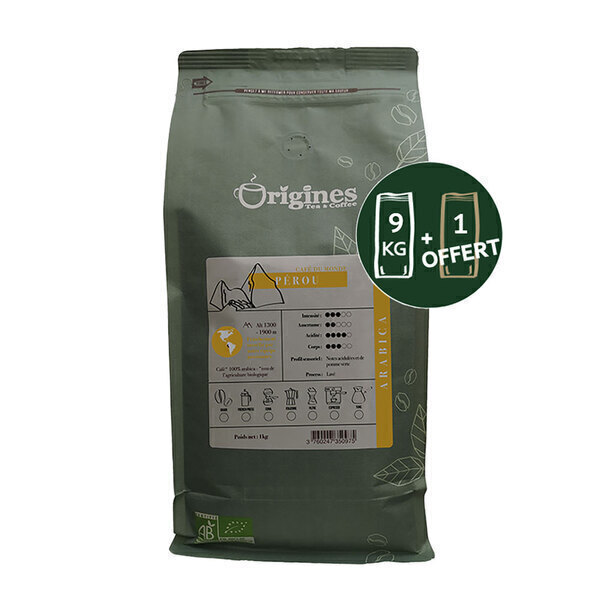Origines Tea and Coffee - Pack 9 kg + 1 offert - Café Bio Pérou - Pur Arabica