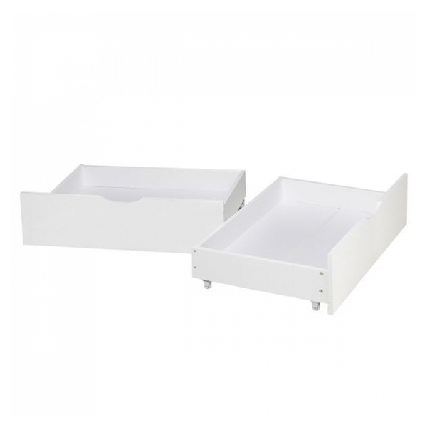 HomeStyle4U - 2 tiroirs de Rangement blanc à roulettes pour lit gigogne