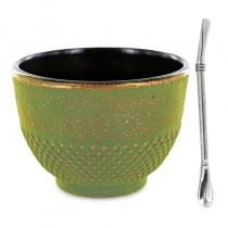 Aromandise - Tasse en fonte verte et bronze 0,15 L + paille inox avec filtre