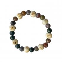 Omsaé - Bracelet Agate Multicolore Perles rondes 8 mm Perles bois 1 cm