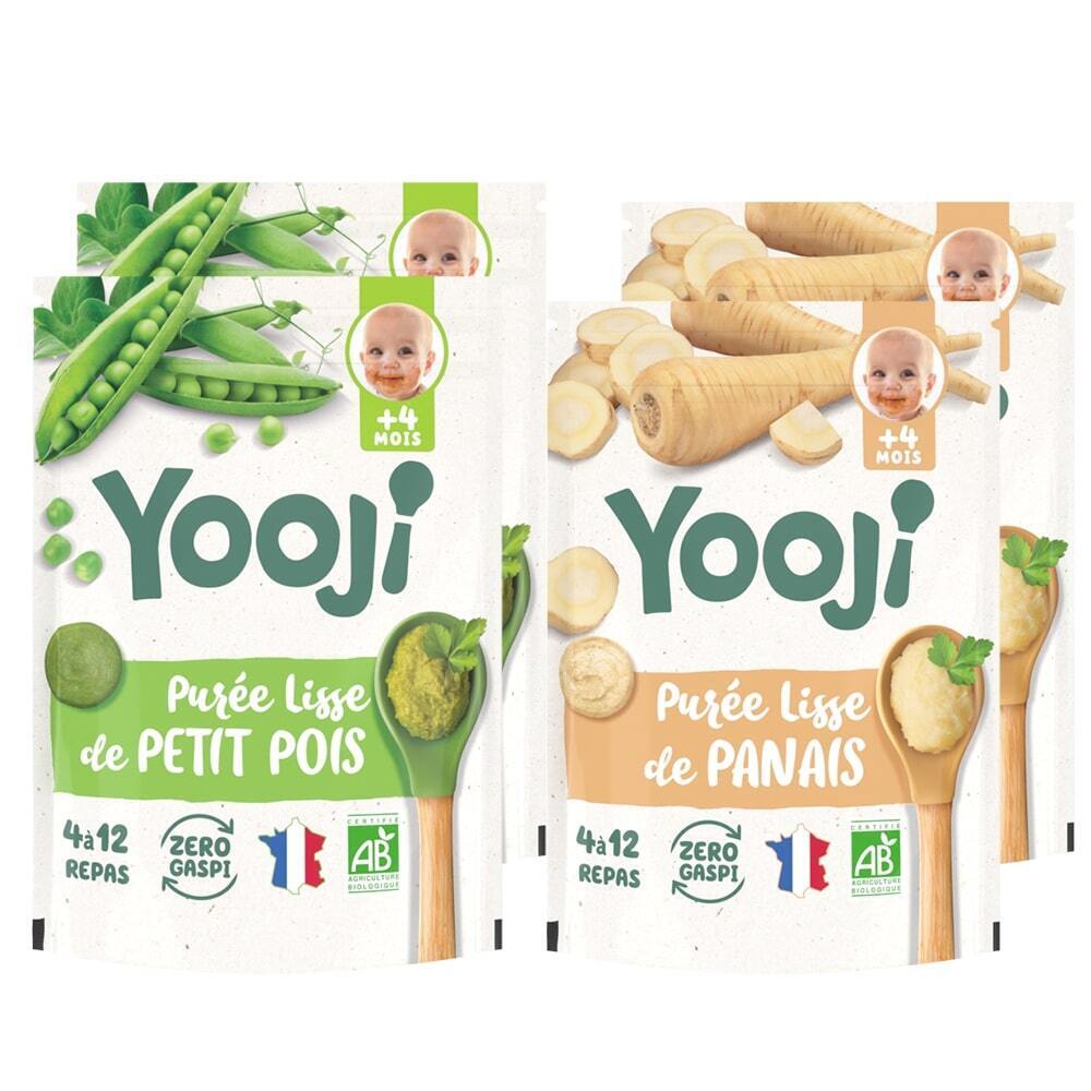 Yooji - Lot x4 - petit pois & panais bio - 16 repas dès 4 mois