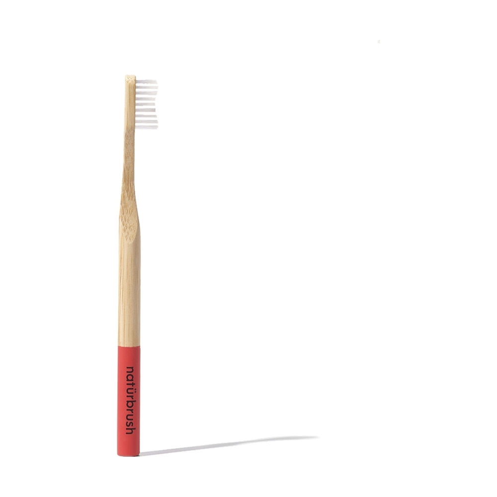 Naturbrush - Brosse à dents en bambou pour adultes 1 unité (Rouge)
