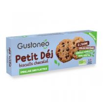 Gustoneo - Biscuits petit déj bio protéinés avoine chocolat pack 180g