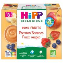 HiPP - Coupelles pomme bananes fruits rouges 4x100g