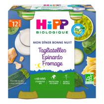 HiPP - 2 pots Pâtes Epinards Fromage +12M 2x250g Mon Diner Bonne Nuit