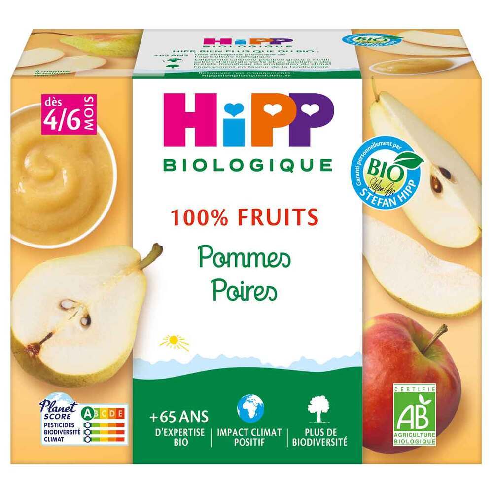 HiPP - Coupelles pommes-poires 4 x 100g
