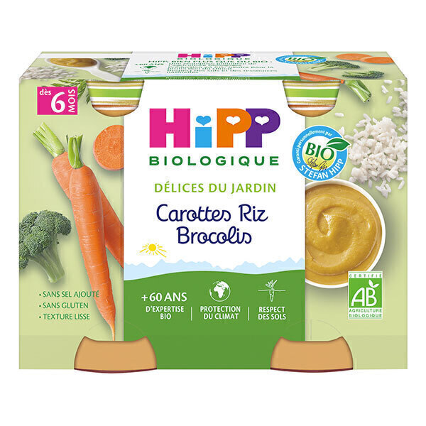HiPP - Petits pots carottes riz brocolis dès 6 mois - 2x190g