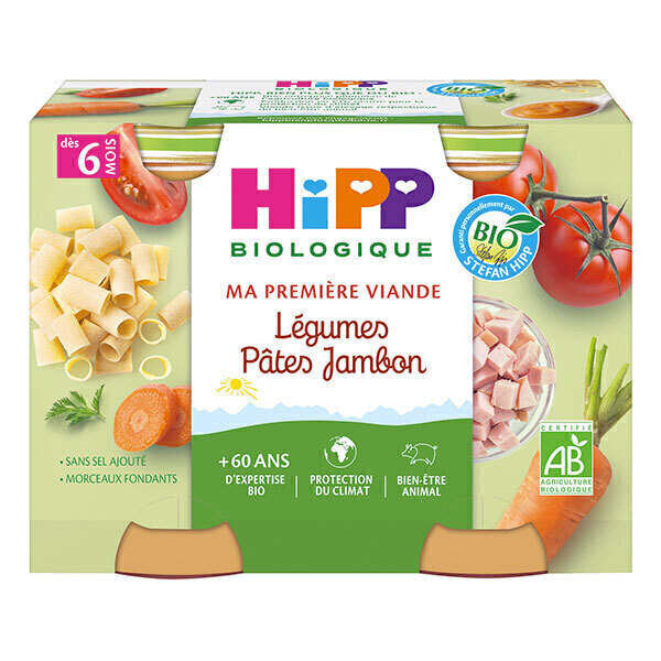 HiPP - Pots légumes pâtes jambon dès 6 mois 2x190g