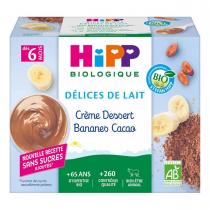 HiPP - Coupelles crème dessert banane cacao dès 6 mois 4x100g