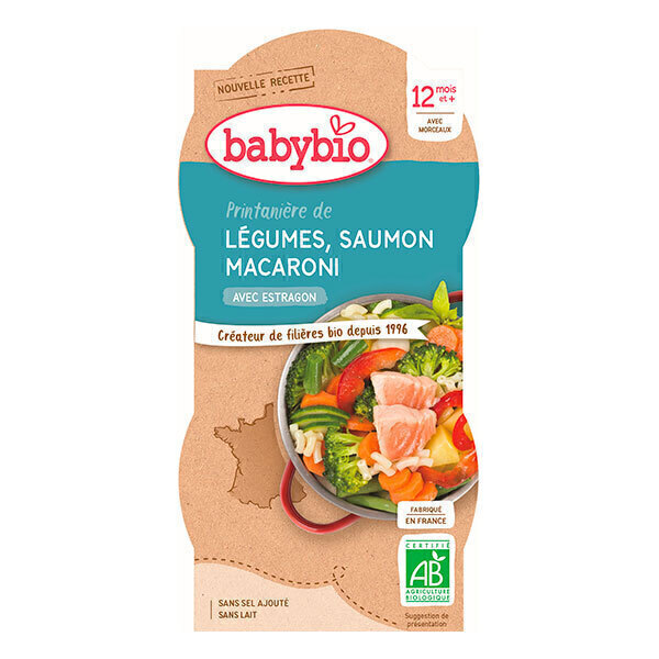Babybio - 2 Bols Légumes Saumon Macaroni Dès 12 mois Babybio - 2 Bols Légumes Saumon Macaroni Dès 12 mois