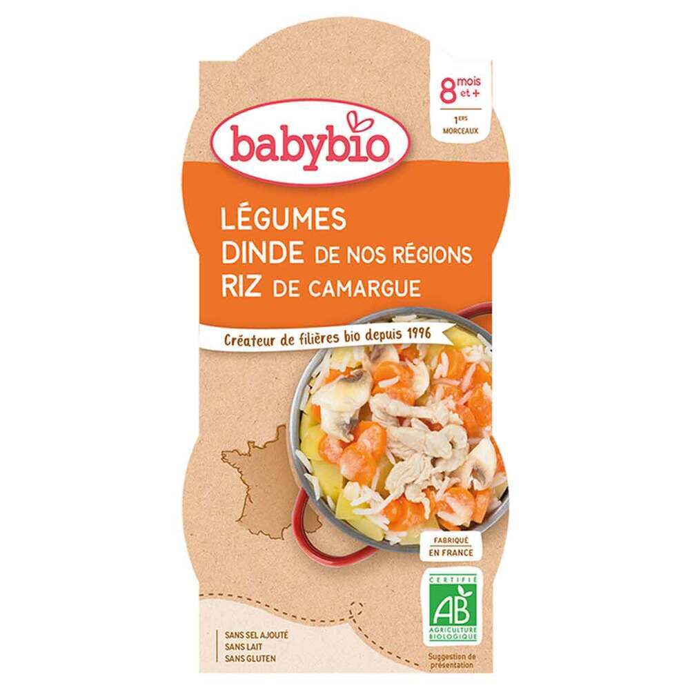 Babybio - Bols Mijoté de Légumes Dinde Riz Dès 8 mois 2 x 200g
