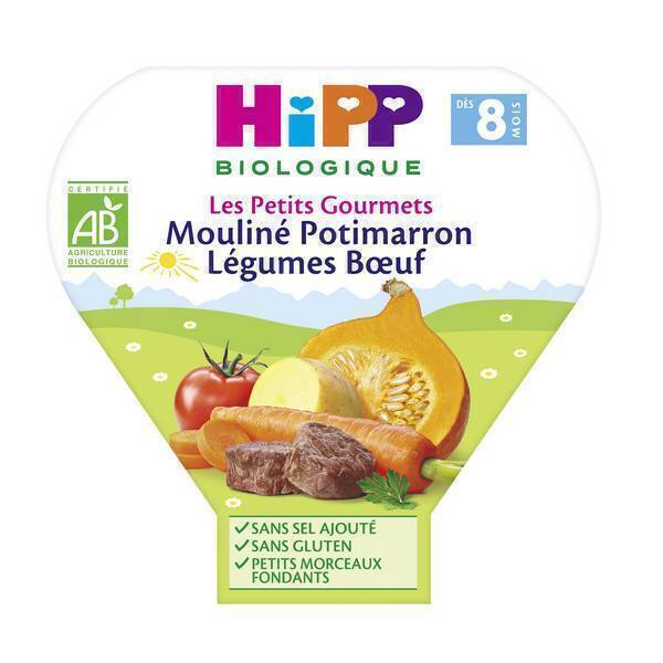 HiPP - 1 assiette mouliné potimarron légumes boeuf 8 mois 200g HiPP - 1 assiette mouliné potimarron légumes boeuf 8 mois 200g