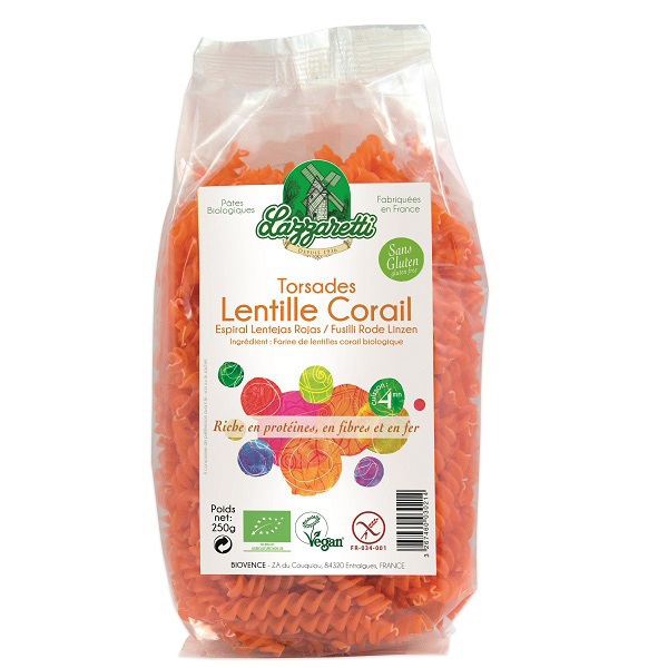 Lazzaretti - Torsades 100% aux lentilles corail Bio 250g
