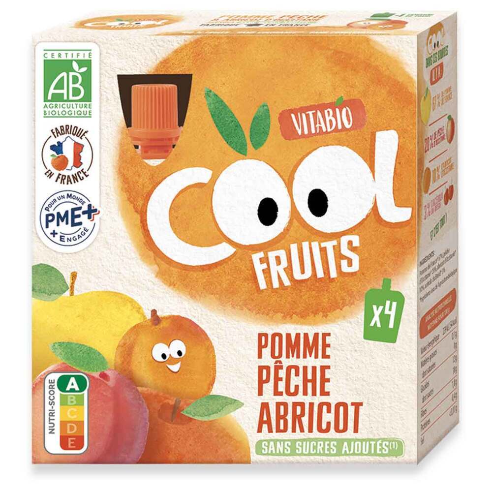 Vitabio - Compote cool fruits pomme pêche abricot 4x90g