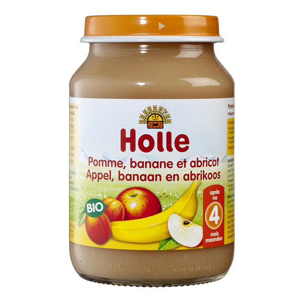 Holle - Petit pot pomme banane et abricot 190g - Dès 4 mois