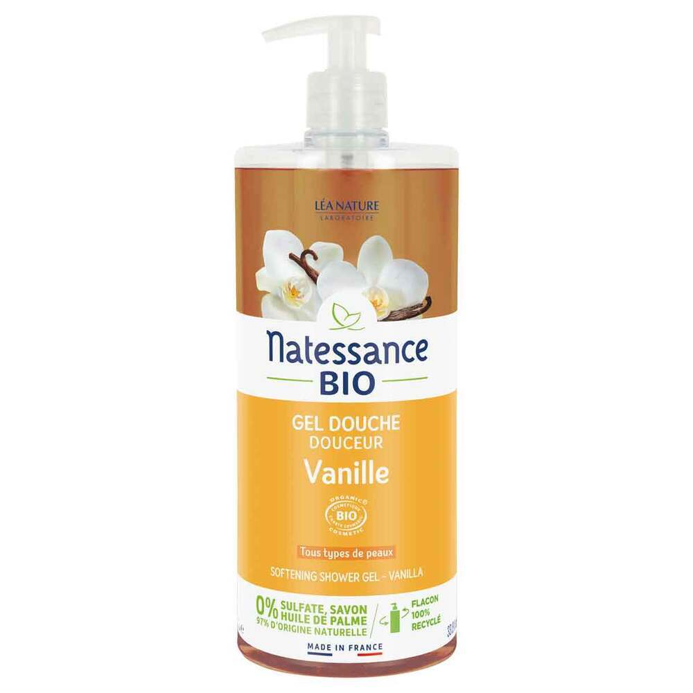 Natessance - Gel douche vanille fruitée sans sulfate 1L