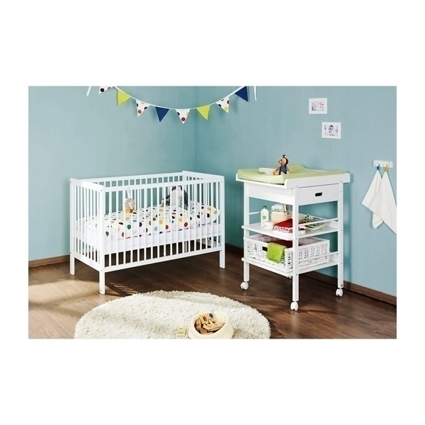 Lit Bebe Lenny Pin Laquee Blanc 60x1cm Pinolino