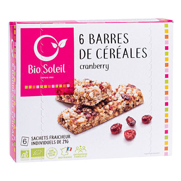 Bio Soleil - 6 barres cranberry fruits des bois 125g