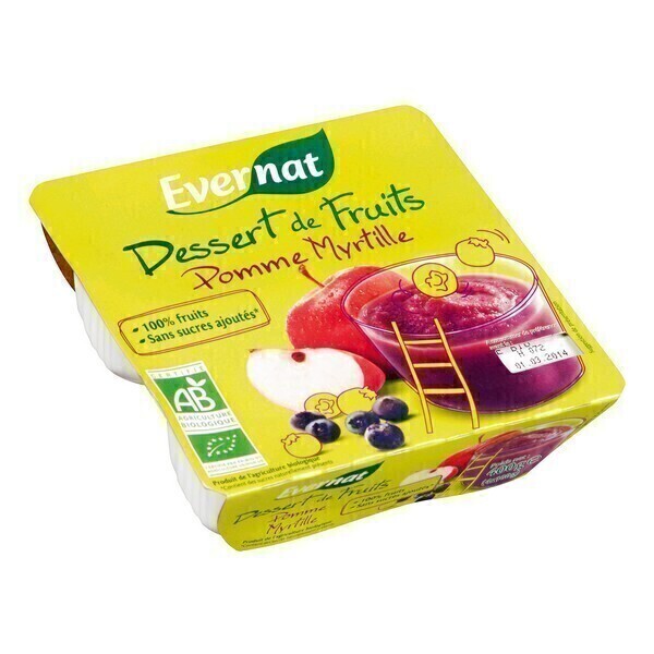 Evernat - Dessert de fruits pomme myrtille 4x100g Evernat - Dessert de fruits pomme myrtille 4x100g