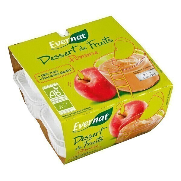 Evernat - Dessert de fruits pommes 8x100g
