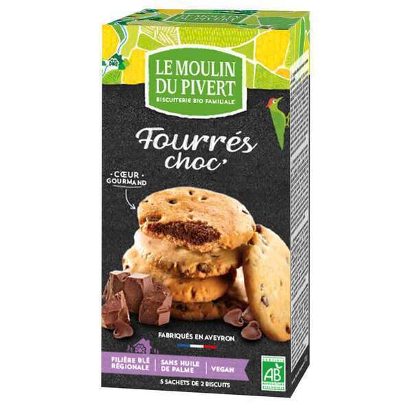 Le Moulin du Pivert - Cookies fourrés au Chocolat noir 175g